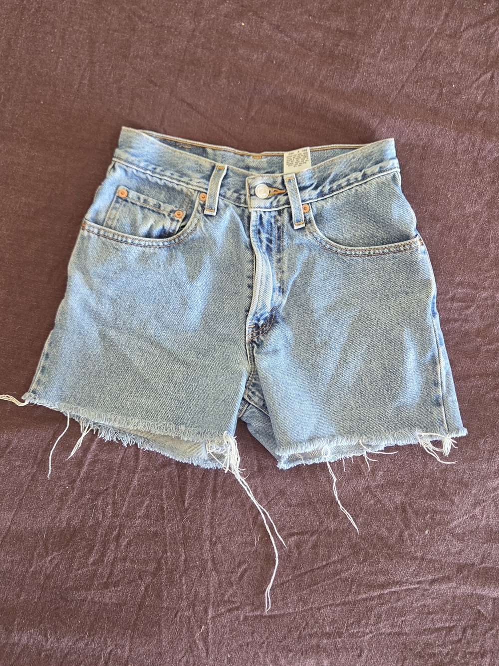 Levi's Light Blue Frayed Hem Denim Shorts